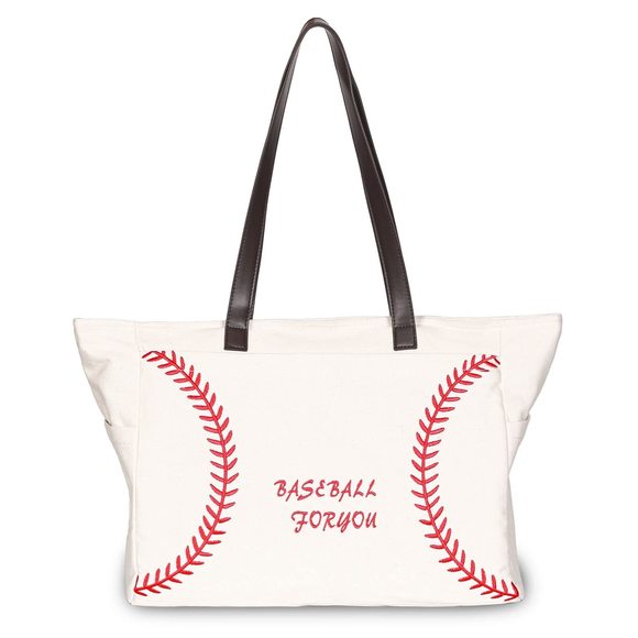 Baseball Bags, Thick Canvas Tote Handbags With Pockets, Sports Mom C >:( - Picture 1 of 9